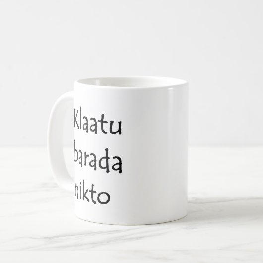 klatu barada nikto koffiemok (Voorkant links)