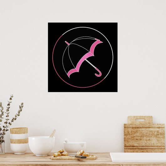 Klaus Hargreeves Pink Umbrella Black Poster (Keuken)