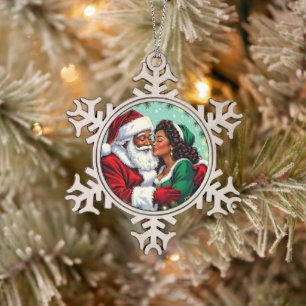 Klaus Heer en Mevrouw Kerstmis Zoete Kerst Tin Sneeuwvlok Ornament