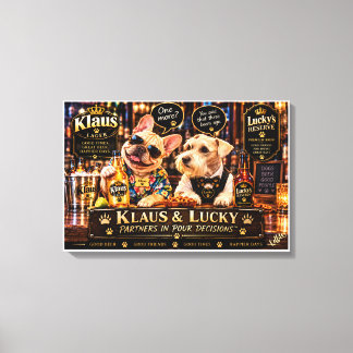 Klaus & Lucky Partners in Pour Decisions Grappige Canvas Afdruk