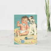 klaute Baby op Puppy Dog van de Telefoon Dank u Bedankkaart (Voorkant)