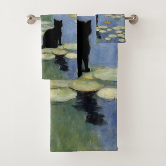Klauw Monet Water Lelies Kat Vijver Bad Handdoek (Insitu)