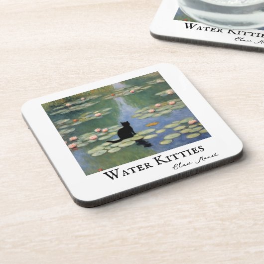 Klauw Monet Water Lelies Kat Vijver Bier Onderzetter (Linkerzijde)
