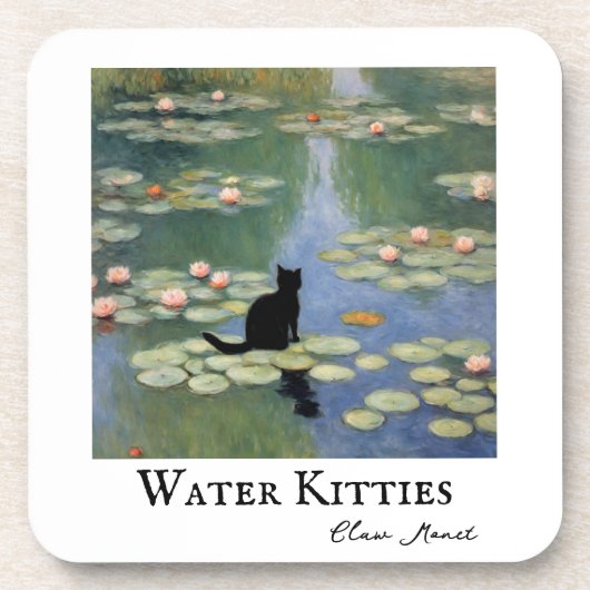 Klauw Monet Water Lelies Kat Vijver Bier Onderzetter (Voorkant)