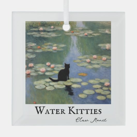 Klauw Monet Water Lelies Kat Vijver Kerstmis Glas Ornament (Voorkant)