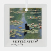 Klauw Monet Water Lelies Kat Vijver Kerstmis Glas Ornament (Achterkant)