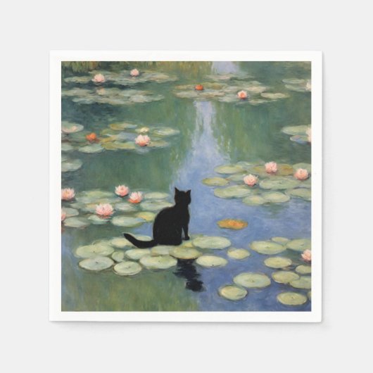 Klauw Monet Water Lelies Kat Vijver Servet (Voorkant)