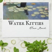 Klauw Monet Water Lelies Kat Vijver Theedoek (Gevouwen)