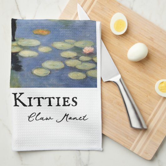 Klauw Monet Water Lelies Kat Vijver Theedoek (Quarter Fold)