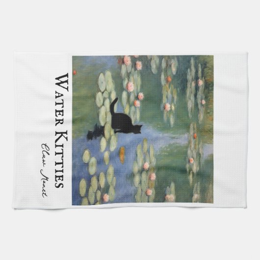 Klauw Monet Water Lelies Kat Vijver Theedoek (Horizontaal)
