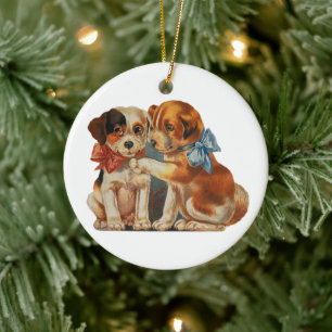  klauw Valentijnse Puppy Love van twee honden Keramisch Ornament