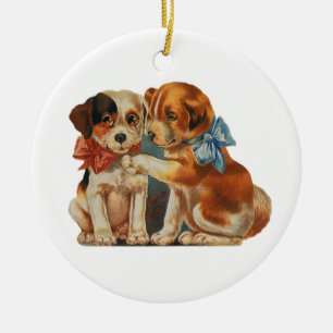  klauw Valentijnse Puppy Love van twee honden Keramisch Ornament