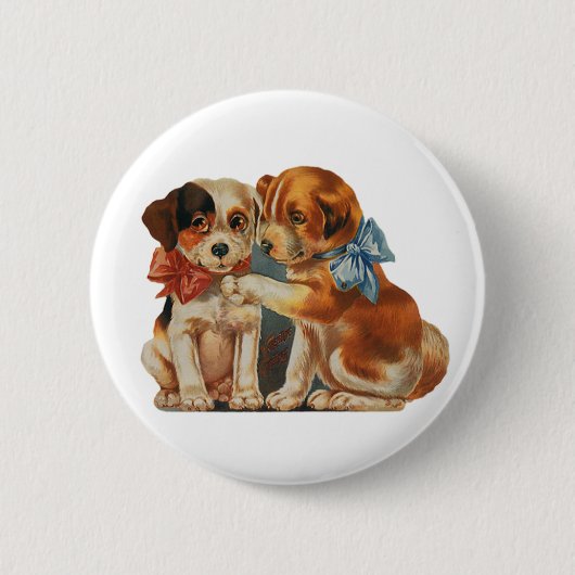 klauw Valentijnse Puppy Love van twee honden Ronde Button 5,7 Cm (Voorkant)