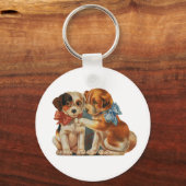  klauw Valentijnse Puppy Love van twee honden Sleutelhanger (Voorkant)