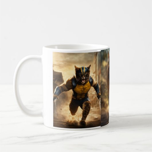 Klauwen en koffie: Cat Wolverine Print Mok (Links)