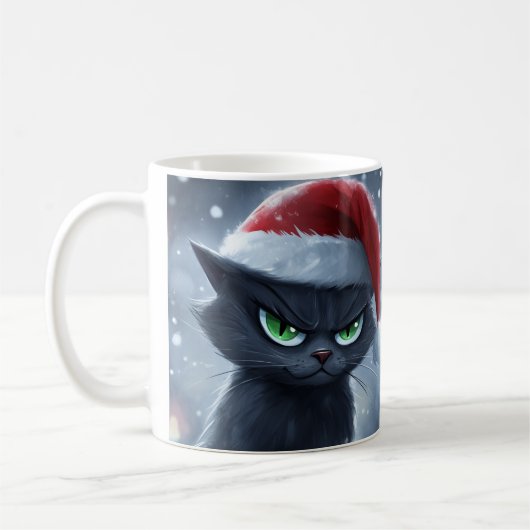'Klauwen Humbug' Mopperende Kerstkat Koffiekop Koffiemok (Links)