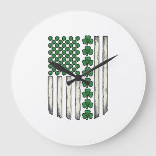 Klaver Amerikaanse Vlag Vintage Vector Ontwerp_1 Grote Klok