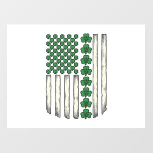 Klaver Amerikaanse Vlag Vintage Vector Ontwerp_1 Raamsticker