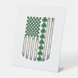 Klaver Amerikaanse Vlag Vintage Vector Ontwerp_1 Reclamebord Met Voetstuk