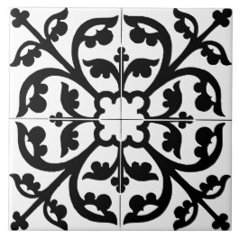 Klaver Bloem Bloemig Abstract Zwart & Wit Tegeltje
