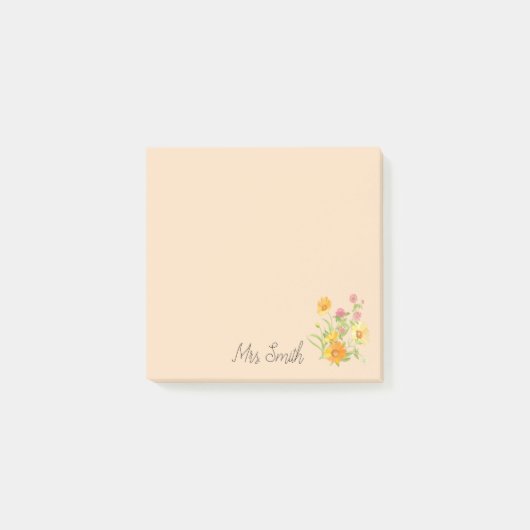 Klaver bloem boeket monogram leraar post-it® notes (Voorkant)