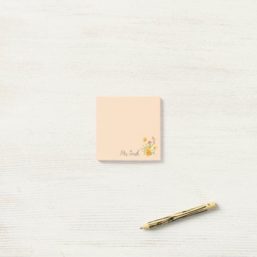 Klaver bloem boeket monogram leraar post-it® notes (Op bureau)