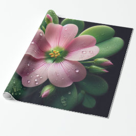 Klaver Bloemen Roze en Groene Oxalis Cadeaupapier