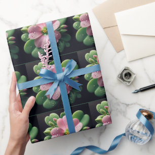 Klaver Bloemen Roze en Groene Oxalis Cadeaupapier