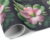 Klaver Bloemen Roze en Groene Oxalis Cadeaupapier (Rol Hoek)