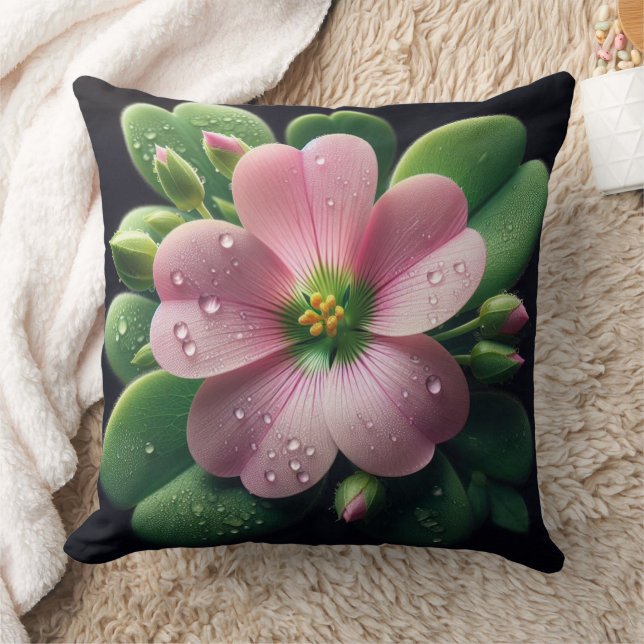 Klaver Bloemen Roze en Groene Oxalis Kussen (Deken)