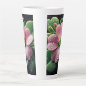 Klaver Bloemen Roze en Groene Oxalis Latte Mok (Voorkant)