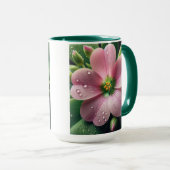 Klaver Bloemen Roze en Groene Oxalis Mok (Voorkant rechts)