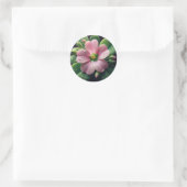Klaver Bloemen Roze en Groene Oxalis Ronde Sticker (Tas)