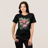 Klaver Bloemen Roze en Groene Oxalis Tri-Blend Shirt (Voorkant volledig)