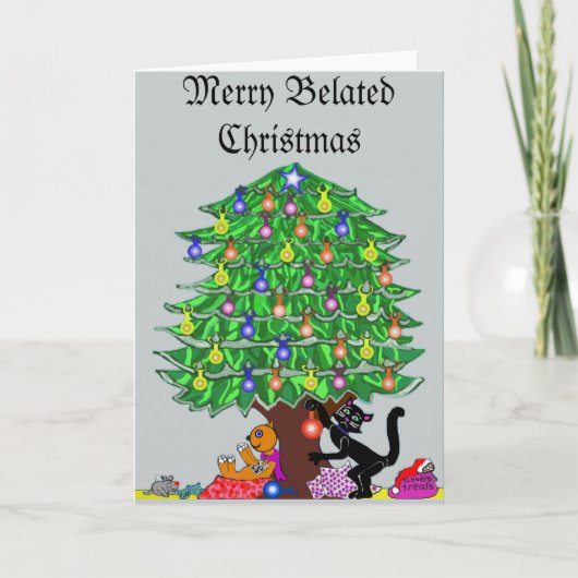 Klaver de kat Kerstmis Feestdagen Kaart (Voorkant)