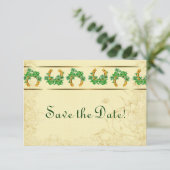 Klaver en Gouden Ierse Bewaar de Datum Save The Date (Staand voorkant)