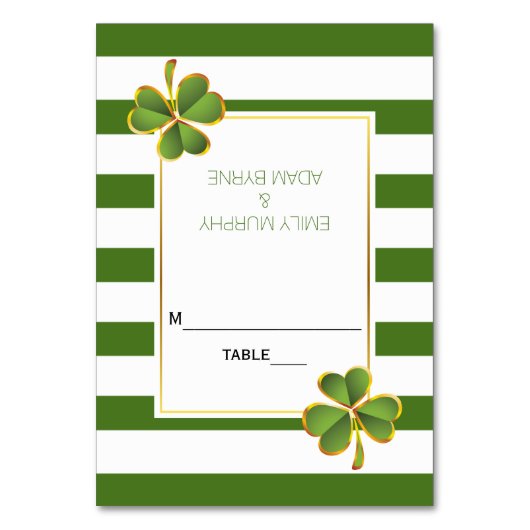 Klaver en groene strepen Ierse bruiloft escort kaa Kaart (Voorkant)