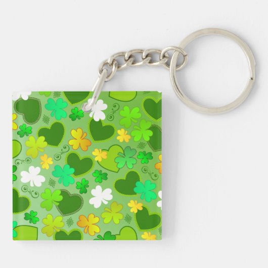 Klaver en St. Patrick's Day Hartjes Sleutelhanger (Achterkant)