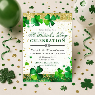 Klaver & Gouden Glitter Accenten St. Patrick's Dag Kaart