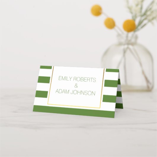 Klaver, groene strepen Ierse bruiloft gevouwen esc Plaatskaartje (Achterkant)