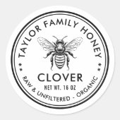 Klaver honing label met aangepaste kleur honingbij (Voorkant)