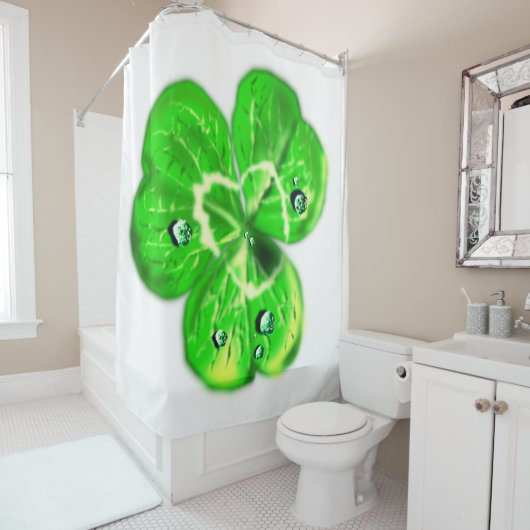 Klaver met regendruppels douchegordijn - uw kleur (In situ)