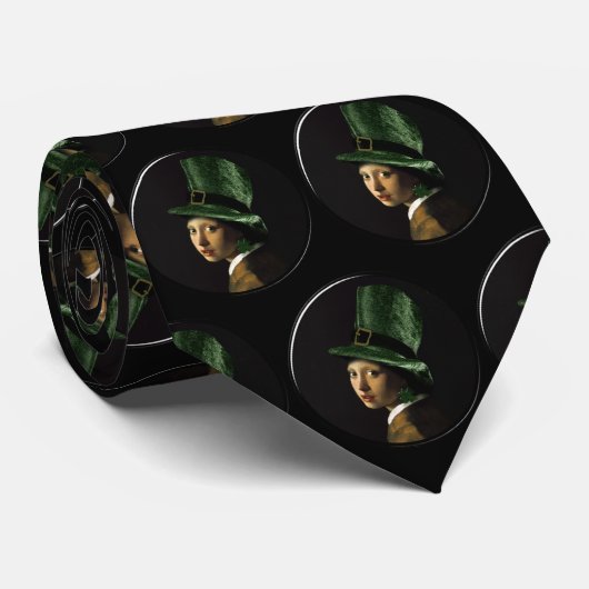 Klaver Oorbel St. Patrick's Day Stropdas (Opgerold)