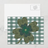Klaver op Gingham Briefkaart (Voorkant / Achterkant)
