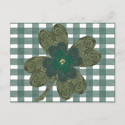 Klaver op Gingham Briefkaart (Voorkant)