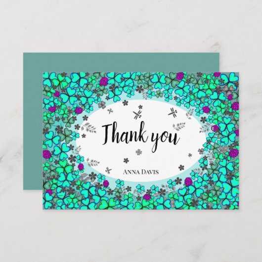 klaver ornament flat Hartelijk dank Bedankkaart (Voorkant / Achterkant)