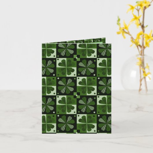 Klaver Schaakbord Patroon Kaart (Gele Bloem)