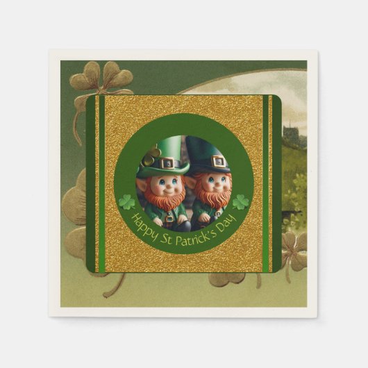  Klaver St Patrick's Day Leprechauns PPN Servet (Voorkant)