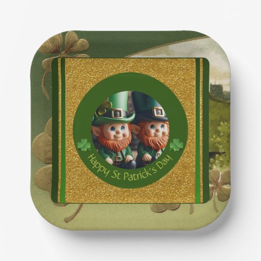 Klaver St Patrick's Day Leprechauns PPP Papieren Bordje (Voorkant)