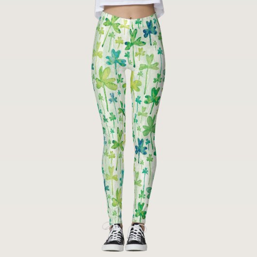 Klaver St. Patrick's Day Lichtgroene Leggings (Voorkant)